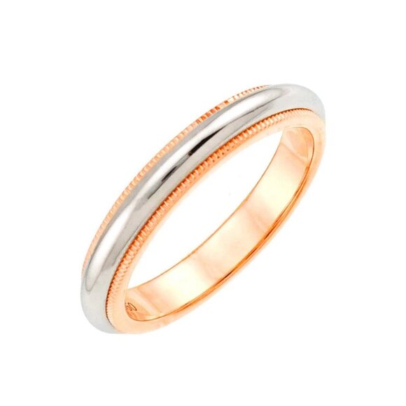 TIFFANY Co. Milgrain Band Ring 18K PG 750 Platinum Size6.75(US) 90282428 - Picture 1 of 7